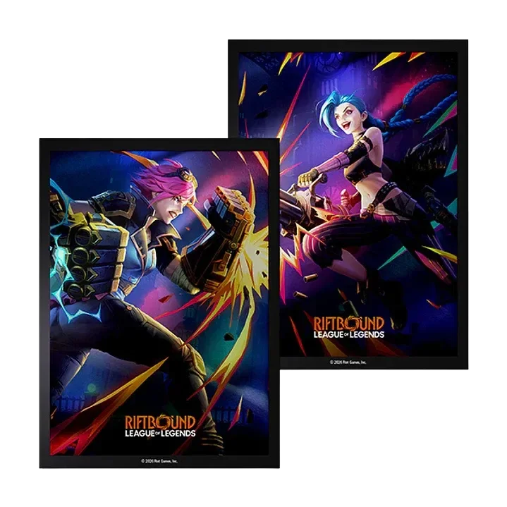 Riftbound League of Legends TCG Vendetta Vi vs Jinx Art Sleeves 100 Pack for trading card protection